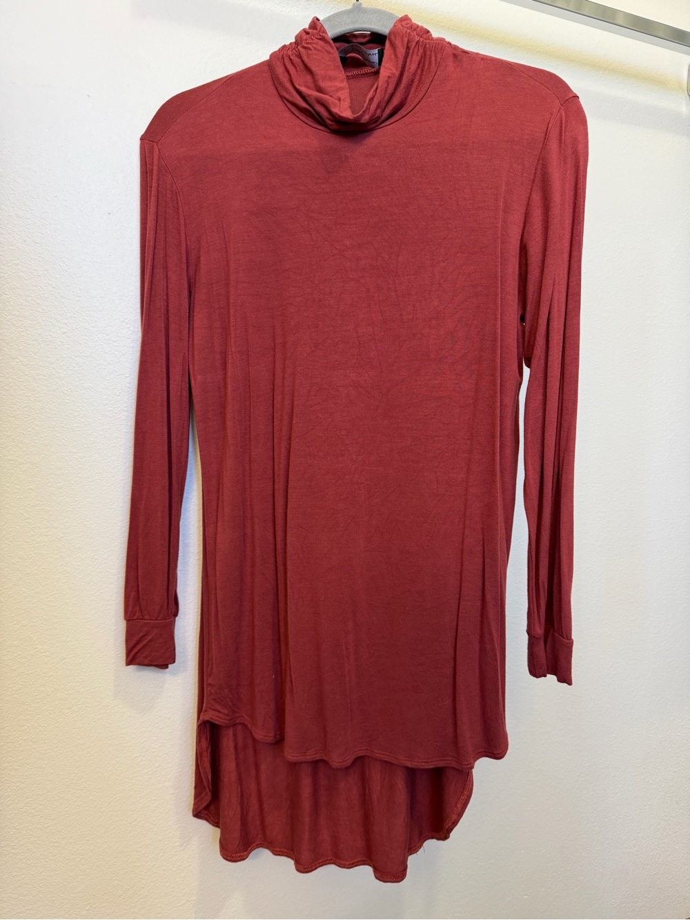 Brigitte Brianna Long Sleeve turtleneck Tunic Top - rust color